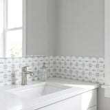 5" x 5" Blue Vinyl Arabesque Peel And Stick Removable Tiles