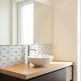 8" x 8" Blue Vinyl Arabesque Peel And Stick Removable Tiles