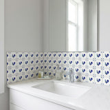 5" x 5" Blue Vinyl Arabesque Peel And Stick Removable Tiles