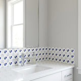 6" x 6" Blue Vinyl Arabesque Peel And Stick Removable Tiles