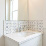 4" x 4" Blue Vinyl Arabesque Peel And Stick Removable Tiles