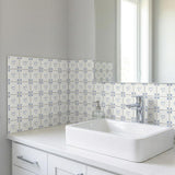 6" x 6" Blue Vinyl Arabesque Peel And Stick Removable Tiles