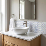 8" x 8" Blue Vinyl Arabesque Peel And Stick Removable Tiles
