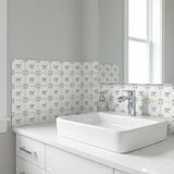 6" x 6" Blue Vinyl Arabesque Peel And Stick Removable Tiles