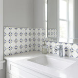 6" x 6" Blue Vinyl Arabesque Peel And Stick Removable Tiles