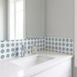 4" x 4" Blue Vinyl Arabesque Peel And Stick Removable Tiles