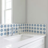 5" x 5" Blue Vinyl Arabesque Peel And Stick Removable Tiles