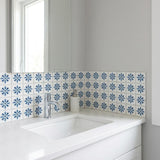 6" x 6" Blue Vinyl Arabesque Peel And Stick Removable Tiles