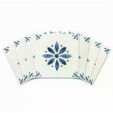 7" x 7" Blue Vinyl Arabesque Peel And Stick Removable Tiles