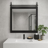 32" Black Wood Barn Framed Bathroom Vanity Mirror