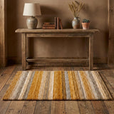 3' X 5' Orange And Copper Striped Shag Washable Area Rug With UV Protection