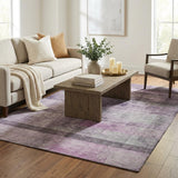 5' X 8' Purple And Gray Geometric Shag Washable Area Rug With UV Protection