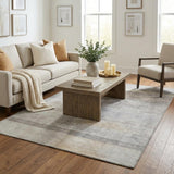 5' X 8' Taupe And Gray Geometric Shag Washable Area Rug With UV Protection