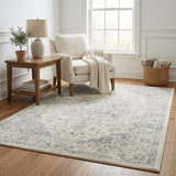 5' X 8' Gold And Beige Abstract Shag Washable Area Rug With UV Protection