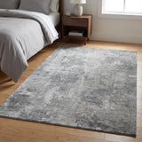 3' X 5' Gray And Silver Abstract Shag Washable Area Rug With UV Protection