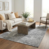 5' X 8' Gray And Silver Abstract Shag Washable Area Rug With UV Protection