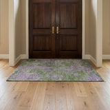 3' X 5' Green And Purple Abstract Shag Washable Area Rug With UV Protection