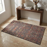 3' X 5' Red And Navy Blue Geometric Shag Washable Area Rug With UV Protection