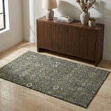 3' X 5' Taupe And Brown Geometric Shag Washable Area Rug With UV Protection