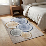 3' X 5' Beige And Taupe Faux Bois Shag Washable Area Rug With UV Protection