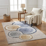 5' X 8' Beige And Taupe Faux Bois Shag Washable Area Rug With UV Protection