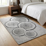 3' X 5' Gray And Silver Faux Bois Shag Washable Area Rug With UV Protection