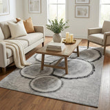 5' X 8' Gray And Silver Faux Bois Shag Washable Area Rug With UV Protection