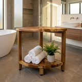 16" Brown Solid Wood Bathroom Shelves