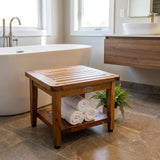 12" Brown Solid Wood Bathroom Shelves