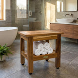 14" Brown Solid Wood Bathroom Shelves