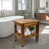 14" Brown Solid Wood Bathroom Shelves