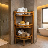 11" Brown Solid Wood Bathroom Shelves