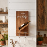 20" X 10" Brown Life Happens Wine Helps Rustic Wood Hanging Wall Decor