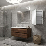 16" White Plastic Floating Single Door Bathroom Vanity And Medicine Cabinet With Mirror
