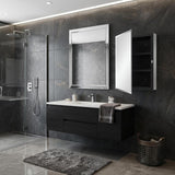 16" Black Plastic Floating Single Door Bathroom Vanity And Medicine Cabinet With Mirror
