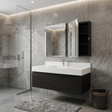 16" Black Plastic Floating Single Door Bathroom Vanity And Medicine Cabinet With Mirror