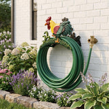 8" Black Yellow Red And Green Cast Iron Rooster Garden Hose Hanger