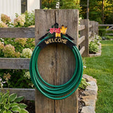 8" Black Yellow And Pink Iron Floral Bouquet Welcome Garden Hose Hanger