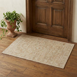 2' X 3' Ivory Blue And Natural Medallion Hand Woven Area Rug