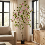 60" Pink Artificial Flowering Tree In Round Black Pot