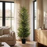 60" Green Artificial Pine Tree In Round Black Pot