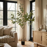 60" Green Artificial Eucalyptus Tree In Round Black Pot