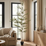 84" Green Artificial Olive Tree In Round Black Pot
