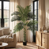 60" Green Artificial Palm Tree In Round Black Pot