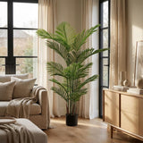 Set of Two 62" Green Artificial Palm Tree In Round Black Pot