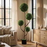 48" Green Artificial Boxwood Tree In Round Black Pot