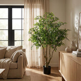 84" Green Artificial Ficus Tree In Round Black Pot