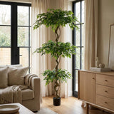 72" Green Artificial Ficus Tree In Round Black Pot