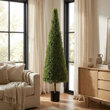 72" Green Artificial Cedar Tree In Round Black Planter