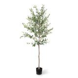 72" Green Artificial Olive Tree In Round Black Pot